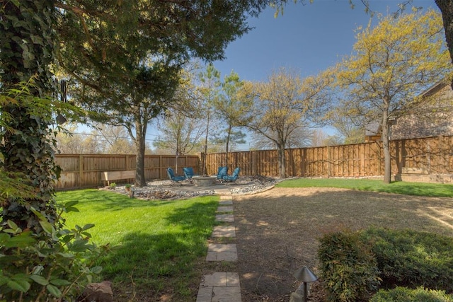 view of yard featuring a fenced backyard and a patio area