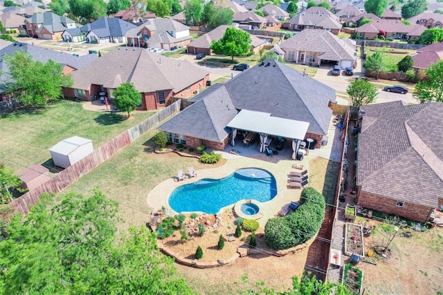 bird's eye view with a residential view