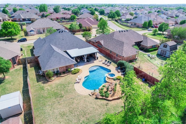 bird's eye view with a residential view