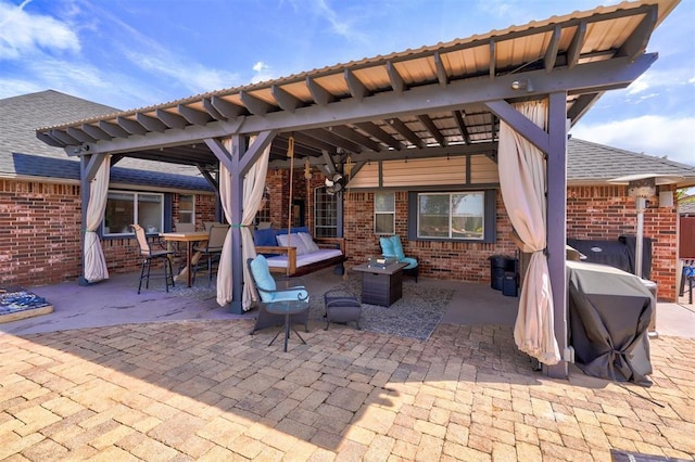 view of patio / terrace featuring an outdoor hangout area and outdoor dining area