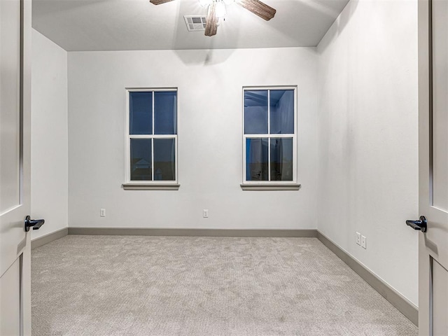18443 Boardwalk Xing, Norman, OK 73072 - carpeted empty room featuring a ceiling fan, baseboards, and visible vents