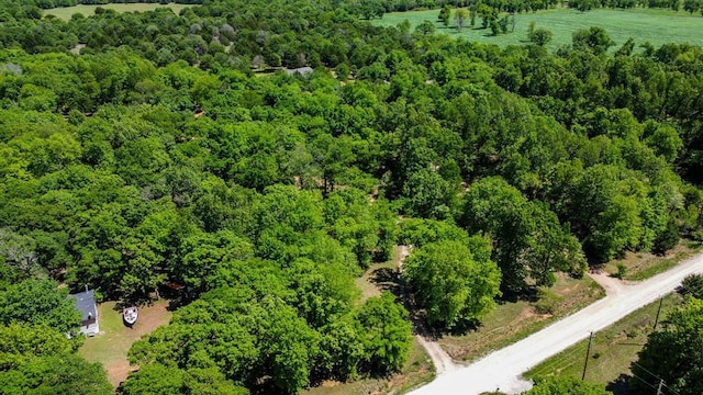bird's eye view featuring a forest view
