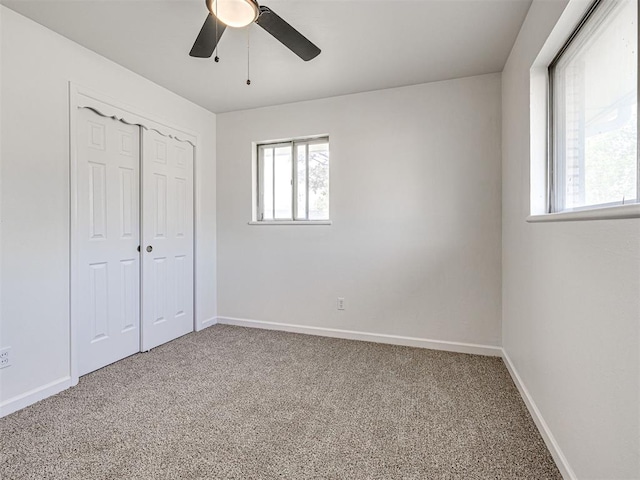 3402 Oakhurst Dr, Oklahoma City, OK 73110 - unfurnished bedroom with carpet floors, a closet, baseboards, and ceiling fan