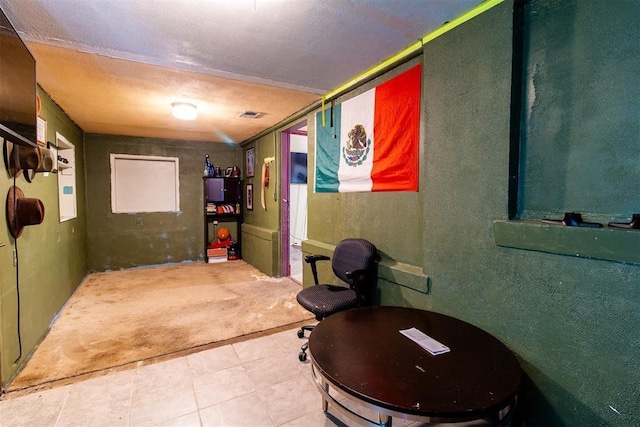 interior space with tile patterned floors