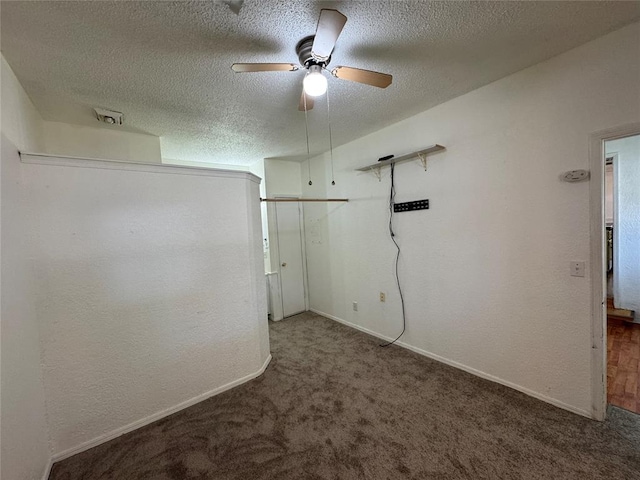 608 Roosevelt St, Seminole, OK 74868 - carpeted spare room featuring a textured ceiling, baseboards, and ceiling fan