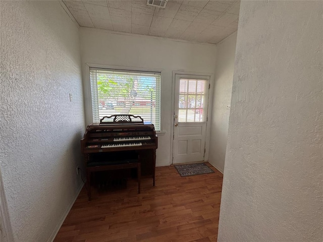 608 Roosevelt St, Seminole, OK 74868 - doorway featuring a textured wall, wood finished floors, and plenty of natural light