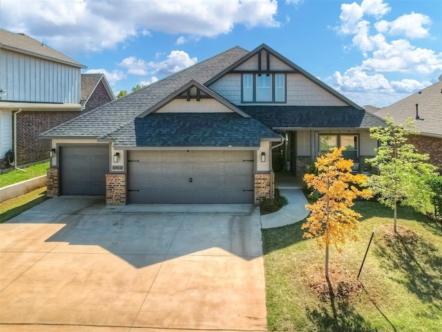 3760 Black Mesa Rd, Norman, OK 73071 - view of front of property with an attached garage, roof with shingles, concrete driveway, and brick siding