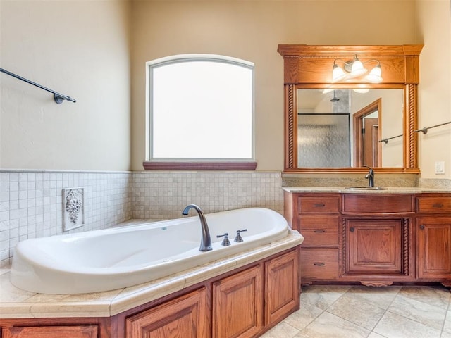 3116 Sycamore Dr, Moore, OK 73160 - full bath featuring walk in shower, a garden tub, and vanity