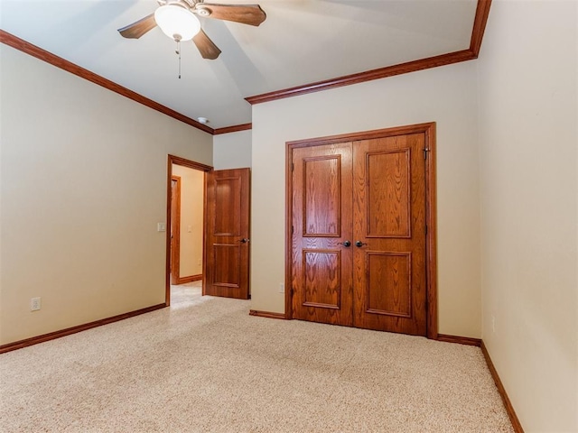 3116 Sycamore Dr, Moore, OK 73160 - unfurnished bedroom featuring baseboards, light carpet, and crown molding