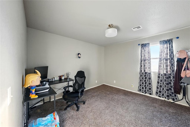 5029 NW 24th Pl, Oklahoma City, OK 73127 - home office with baseboards, visible vents, and carpet