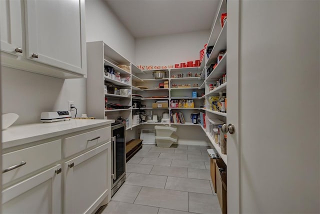 storage area featuring beverage cooler