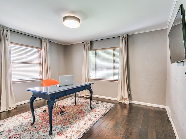 2813 Clermont Pl, Oklahoma City, OK 73116 - office featuring dark wood-style floors and ornamental molding