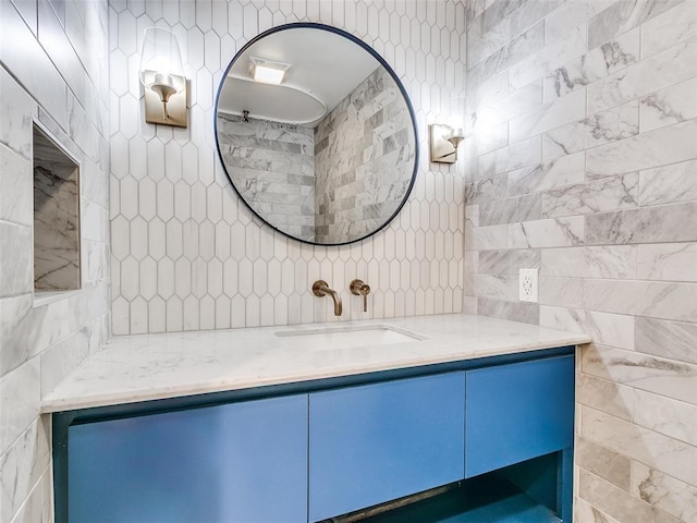 2813 Clermont Pl, Oklahoma City, OK 73116 - bathroom with vanity and tile walls