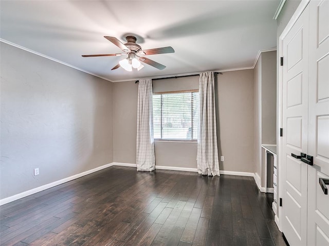 2813 Clermont Pl, Oklahoma City, OK 73116 - spare room featuring ceiling fan, dark wood finished floors, and crown molding