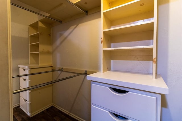 spacious closet featuring dark wood-style flooring