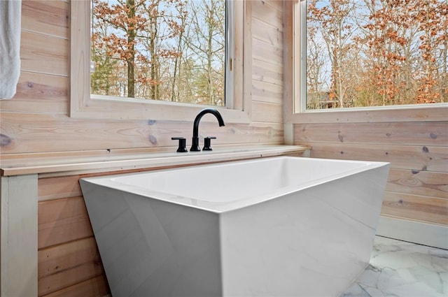room details featuring wooden walls