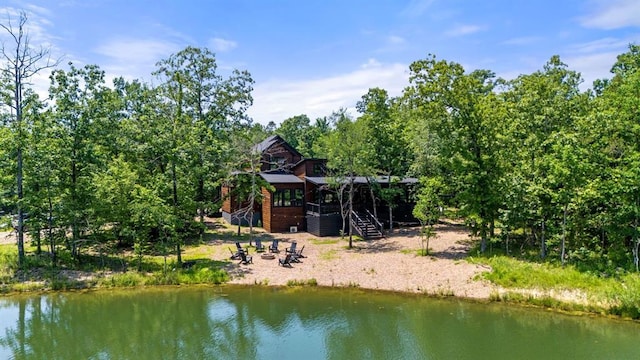 450 Whomping Willow Way, Broken Bow, OK 74728 - water view with stairs