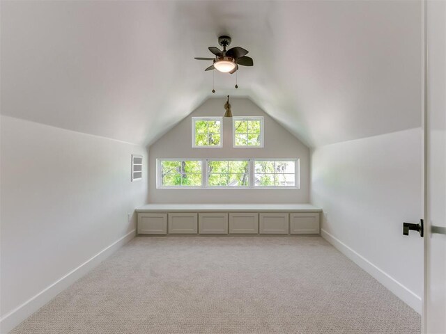8241 Red Feather, Arcadia, OK 73007 - bonus room featuring carpet floors, a ceiling fan, baseboards, and vaulted ceiling