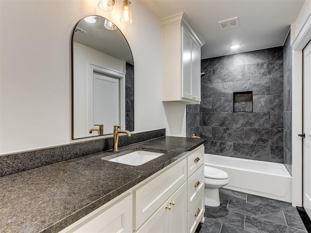 8241 Red Feather, Arcadia, OK 73007 - full bathroom with vanity, shower / bath combination, visible vents, and toilet