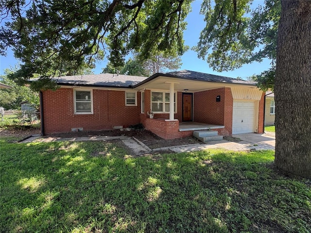 6718 NW 29th St, Bethany, OK 73008 - view of front facade featuring brick siding, a garage, a front yard, and a porch
