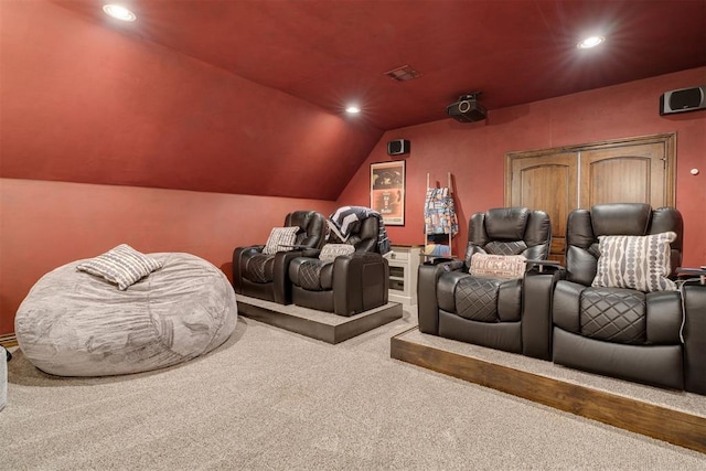 4301 Frisco Bridge Blvd, Edmond, OK 73034 - cinema with carpet floors, recessed lighting, and lofted ceiling