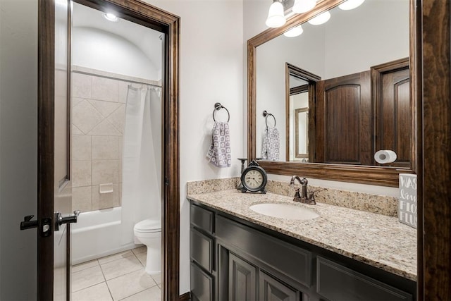 4301 Frisco Bridge Blvd, Edmond, OK 73034 - full bath featuring tile patterned floors, vanity, toilet, and shower / bath combination with curtain
