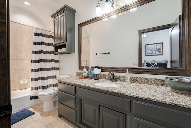 4301 Frisco Bridge Blvd, Edmond, OK 73034 - full bath with vanity, tile patterned floors, toilet, and shower / bathtub combination with curtain