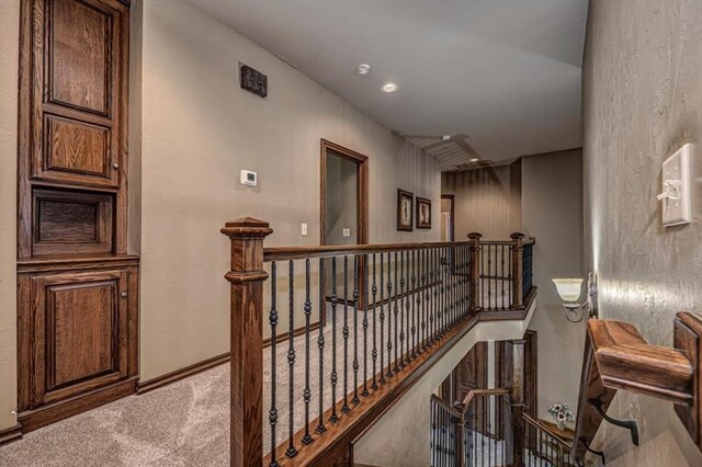 4400 The Ranch Rd, Edmond, OK 73034 - hallway with an upstairs landing and carpet flooring
