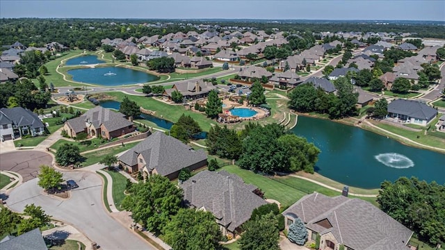 4400 The Ranch Rd, Edmond, OK 73034 - birds eye view of property featuring a water view and a residential view
