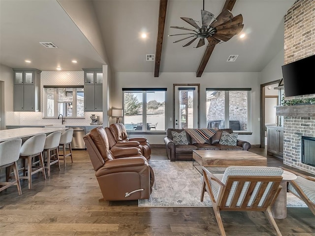 3345 Red Ridge Dr, Blanchard, OK 73010 - living room with plenty of natural light, wood finished floors, and recessed lighting