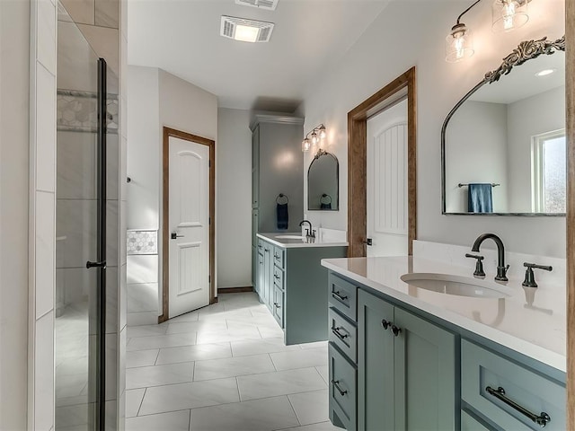3345 Red Ridge Dr, Blanchard, OK 73010 - full bath with two vanities and an enclosed shower