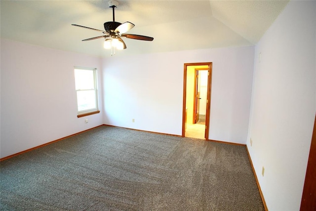 5112 SE 85th St, Oklahoma City, OK 73135 - carpeted empty room with vaulted ceiling, baseboards, and ceiling fan