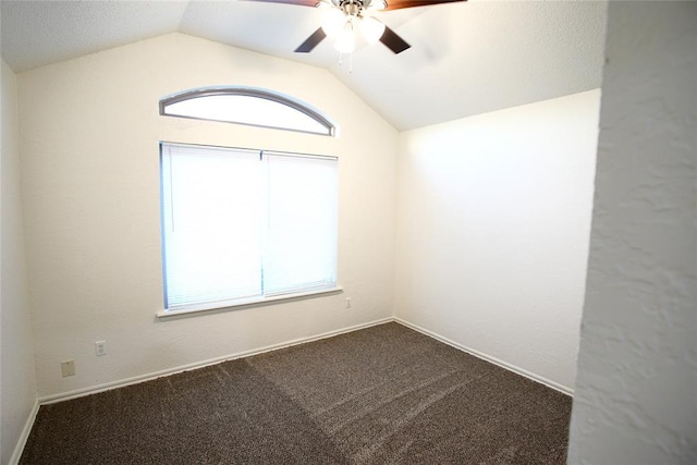 5112 SE 85th St, Oklahoma City, OK 73135 - carpeted empty room featuring lofted ceiling and a ceiling fan
