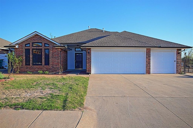 5112 SE 85th St, Oklahoma City, OK 73135 - single story home with an attached garage, brick siding, a front yard, and concrete driveway
