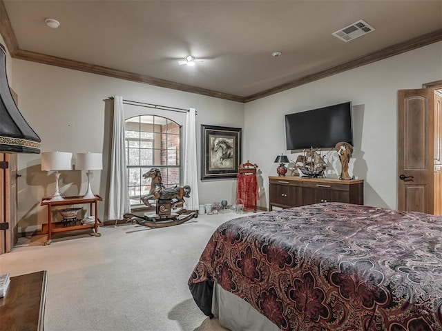 12304 N St Lukes Ln, Oklahoma City, OK 73142 - carpeted bedroom featuring crown molding and baseboards