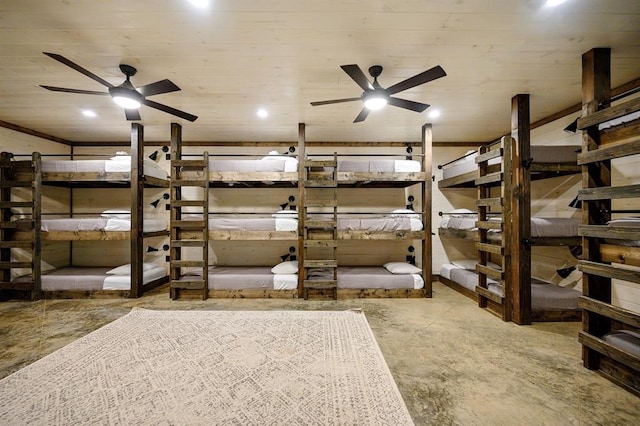 storage area with a ceiling fan