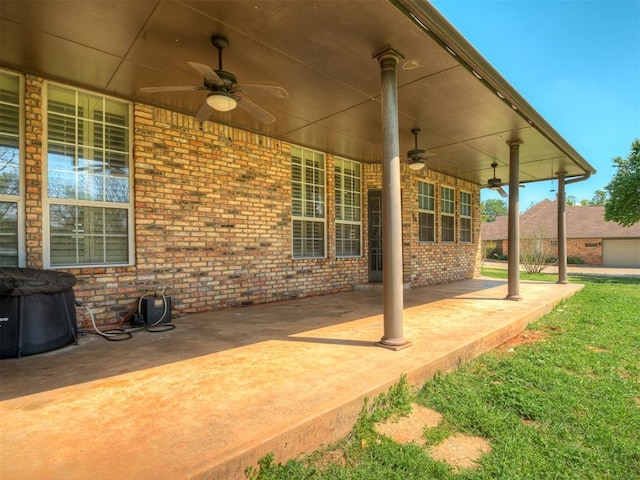 10711 Crystal Creek Dr, Mustang, OK 73064 - view of patio / terrace with ceiling fan