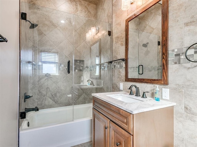 6363 NW 220th St, Edmond, OK 73025 - full bath featuring vanity and shower / bath combination with glass door