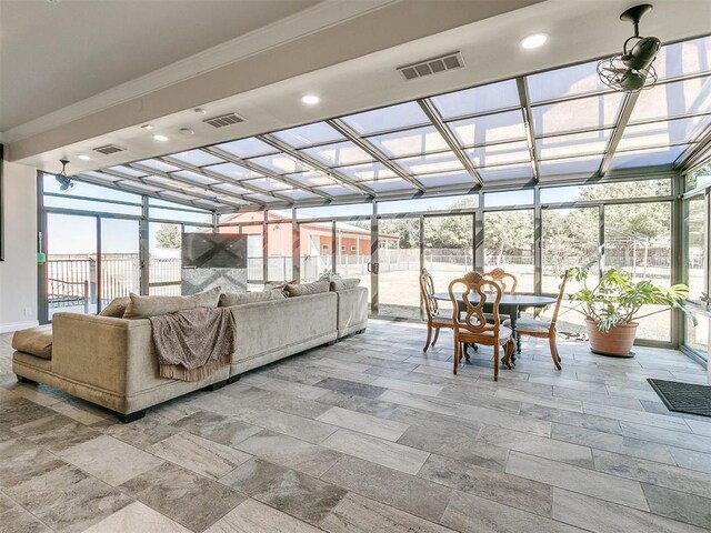 6363 NW 220th St, Edmond, OK 73025 - sunroom featuring floor to ceiling windows and visible vents