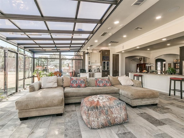 6363 NW 220th St, Edmond, OK 73025 - living area with visible vents and arched walkways