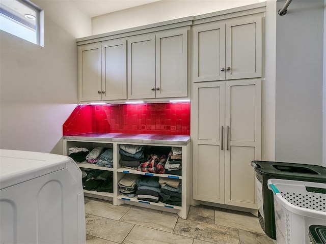 6363 NW 220th St, Edmond, OK 73025 - clothes washing area with washer / clothes dryer and cabinet space