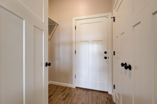 3404 Slate River Dr, Yukon, OK 73099 - washroom featuring wood finished floors and baseboards