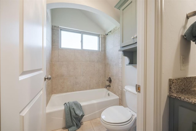 4940 Sonny Blues Pl, Edmond, OK 73034 - bathroom featuring tile patterned floors, bathing tub / shower combination, vanity, and toilet