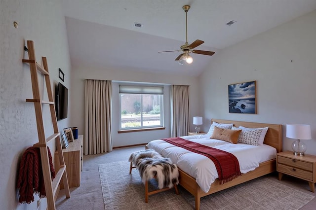 1117 Blue Ridge Dr, Edmond, OK 73003 - bedroom with lofted ceiling, carpet flooring, and ceiling fan