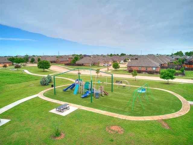 1715 Zayden Ln, Norman, OK 73072 - community jungle gym with fence, a residential view, and a yard