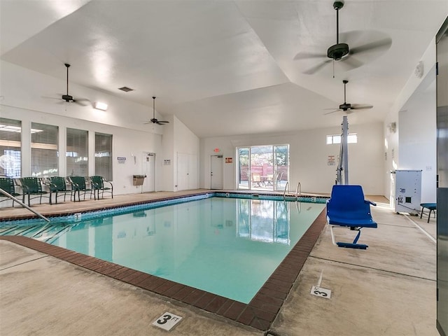 pool featuring a ceiling fan