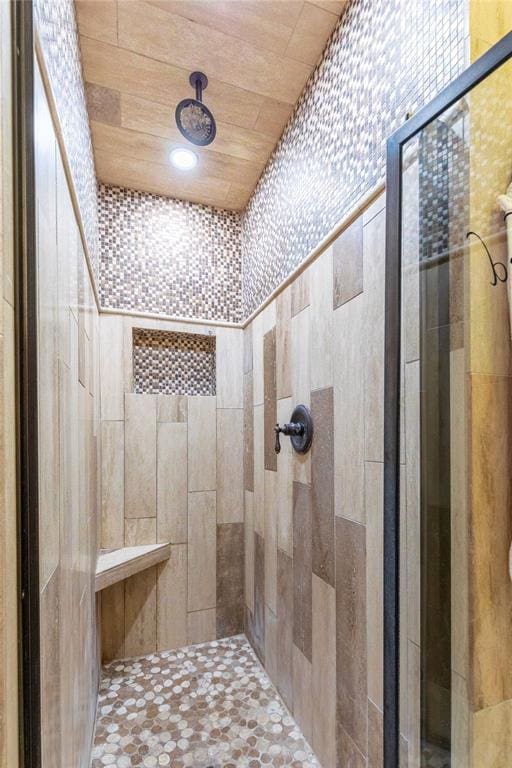 bathroom featuring a stall shower