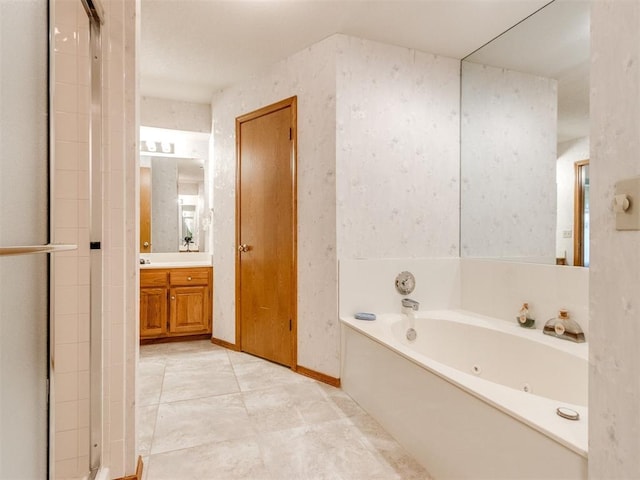1717 Park View Pl, Edmond, OK 73003 - full bath featuring a jetted tub and vanity