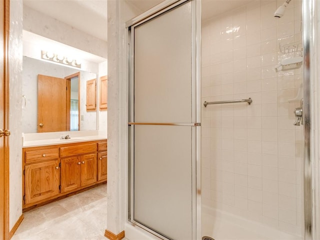 1717 Park View Pl, Edmond, OK 73003 - full bathroom with a shower stall and vanity