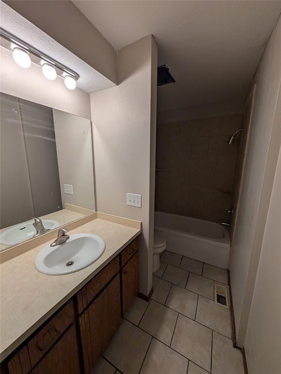 3207 Lois Arlene Cir, Moore, OK 73160 - bathroom with shower / washtub combination, tile patterned floors, vanity, and toilet